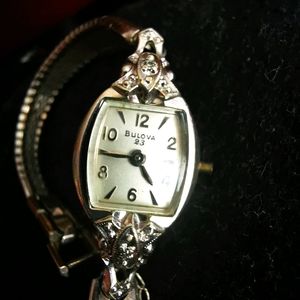 Ladies Vintage White Gold/Diamond Bulova Watch